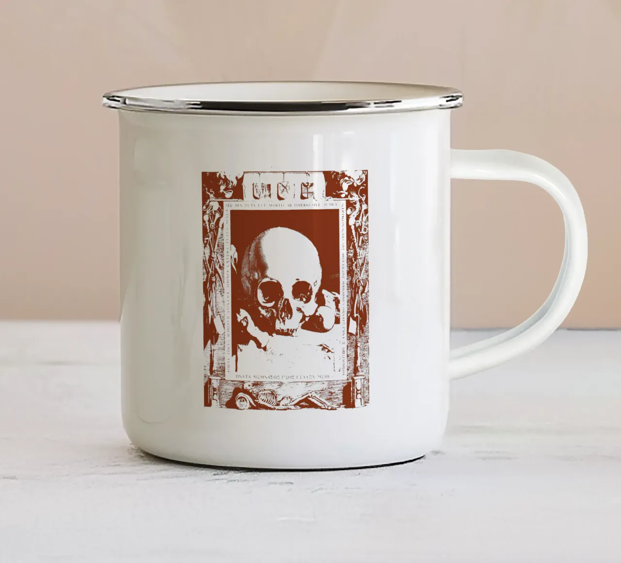 La testa della morte tazza in smalto da Doa Project