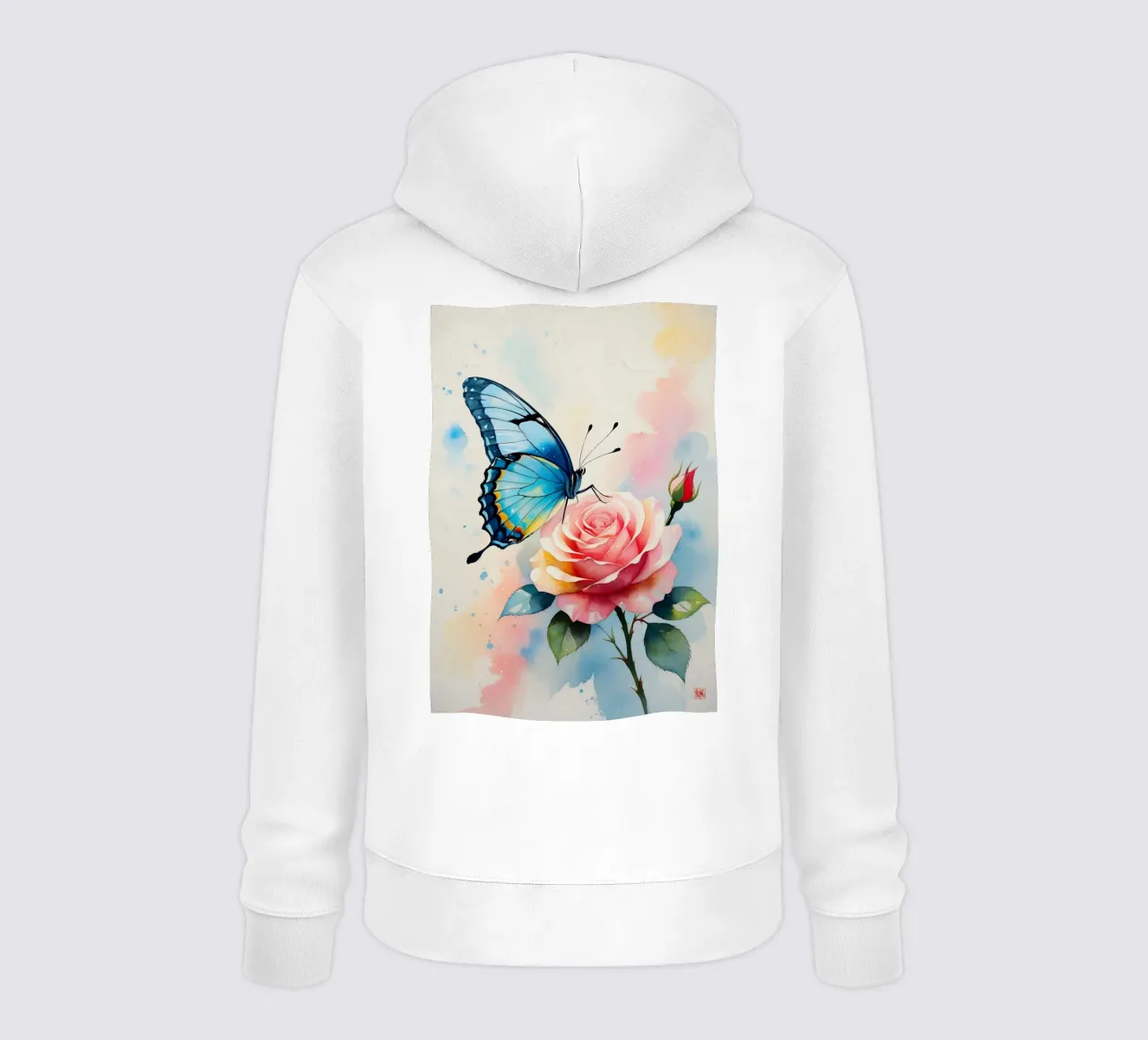 Pittura digitale di farfalla blu e rosa rosa felpa con cappuccio da Bloom And Brush