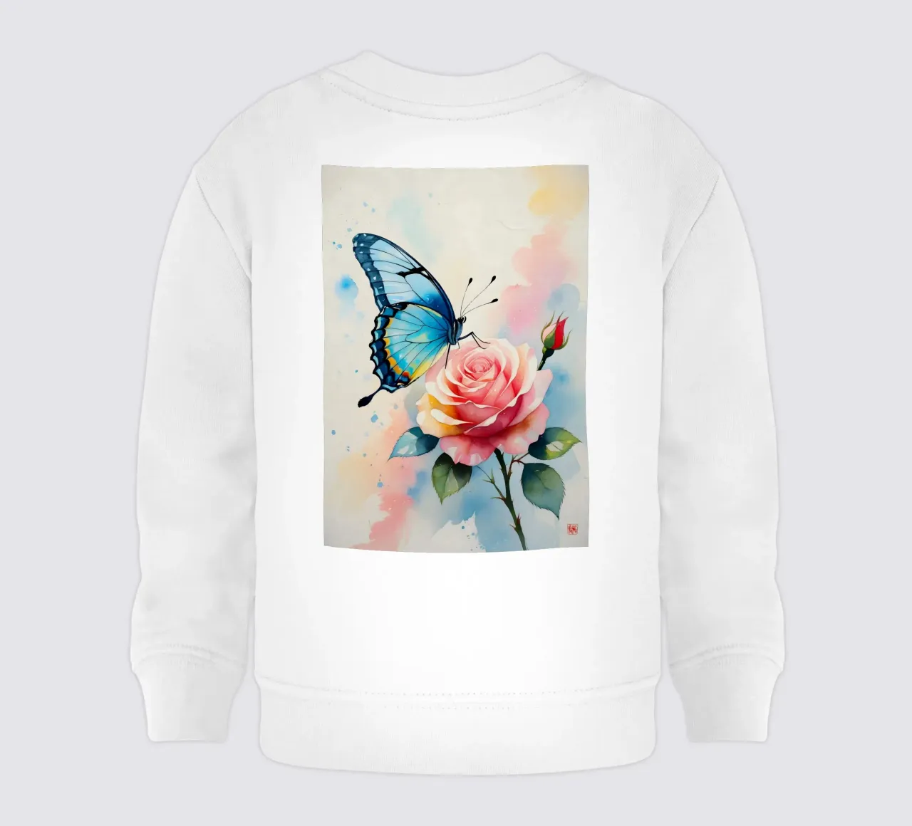 Pittura digitale di farfalla blu e rosa rosa felpa neonato da Bloom And Brush