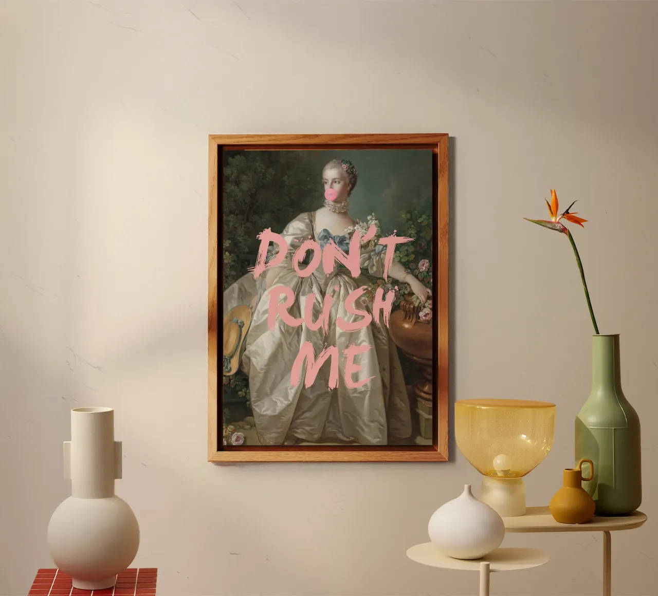 Don’t Rush Me – Bold Feminist Bubble-Gum Art Print alu-dibond by GraceDigitalArtCo