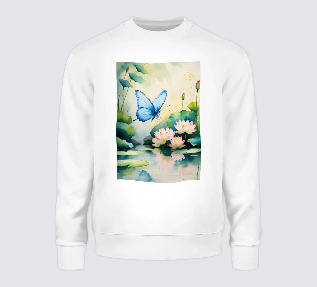 Pittura digitale di farfalla e ninfee rosa felpa da Bloom And Brush