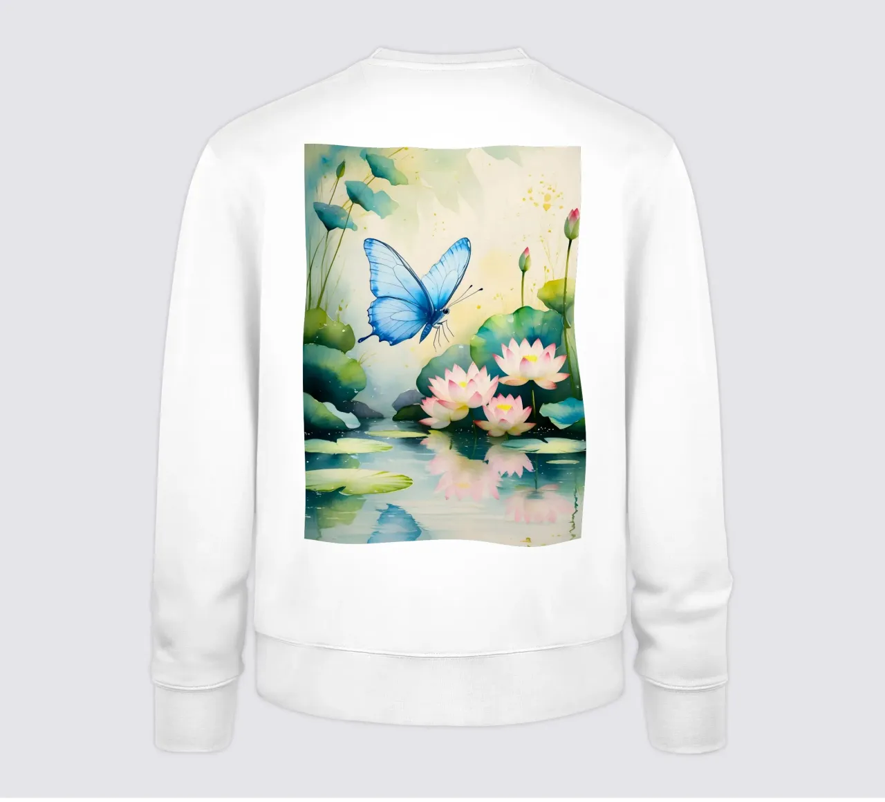 Pittura digitale di farfalla e ninfee rosa felpa da Bloom And Brush