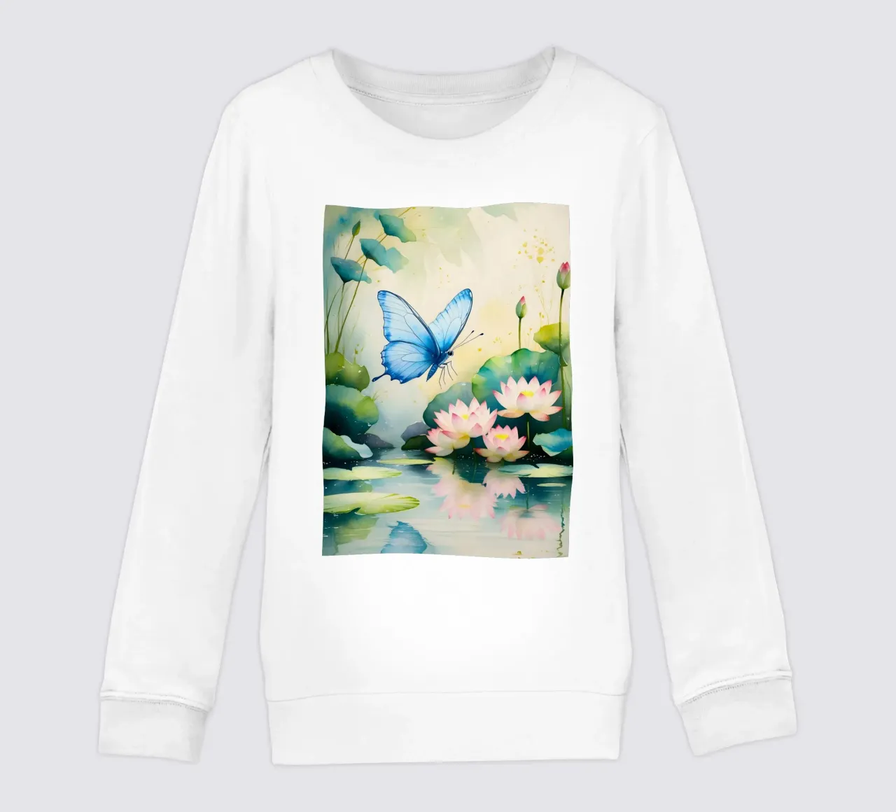 Pittura digitale di farfalla e ninfee rosa felpa bambino da Bloom And Brush