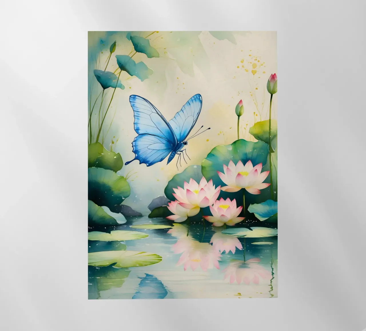 Pittura digitale di farfalla e ninfee rosa pellicola backlit da Bloom And Brush