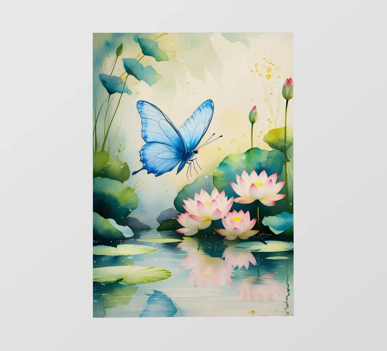 Pittura digitale di farfalla e ninfee rosa pellicola backlit da Bloom And Brush