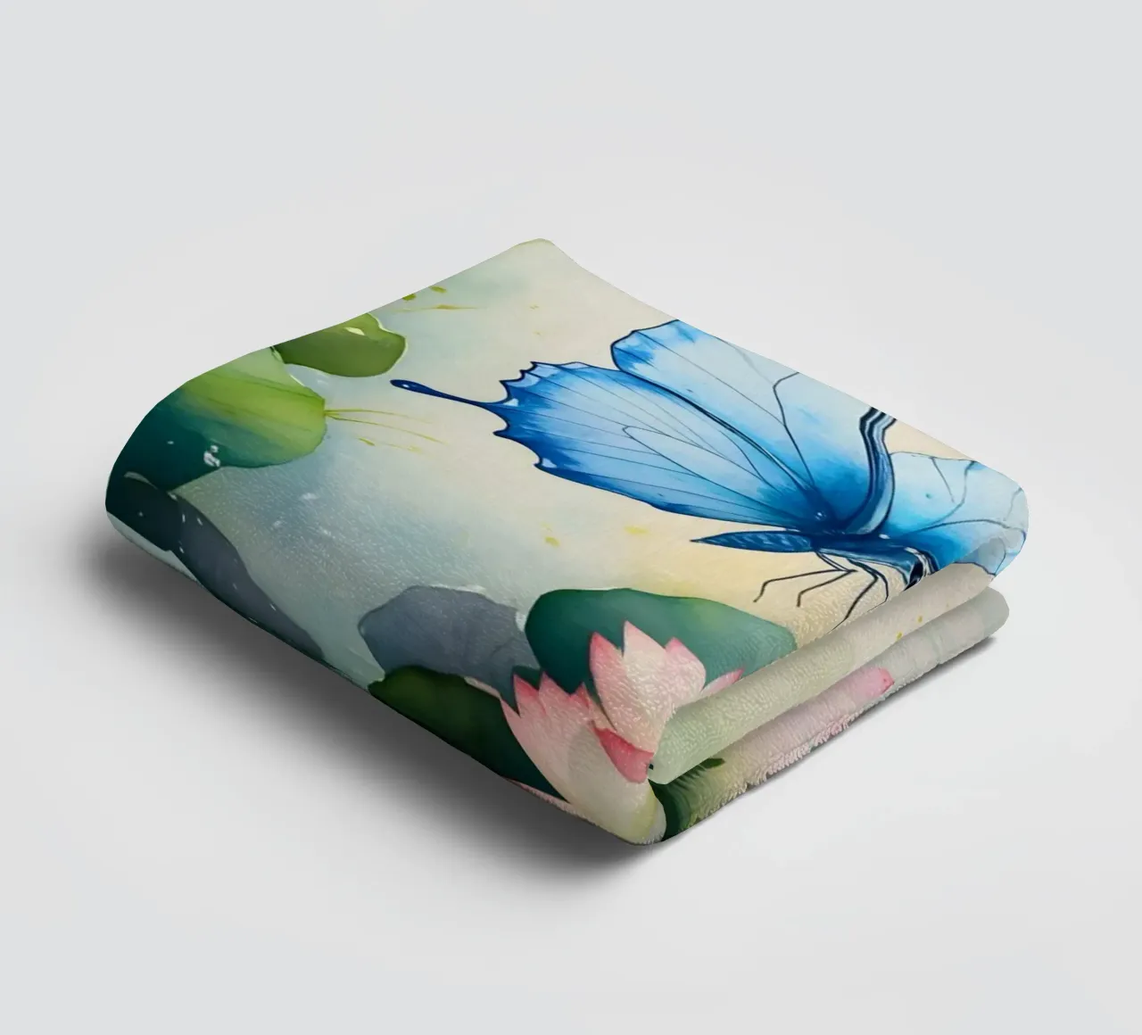 Pittura digitale di farfalla e ninfee rosa asciugamano da bagno da Bloom And Brush