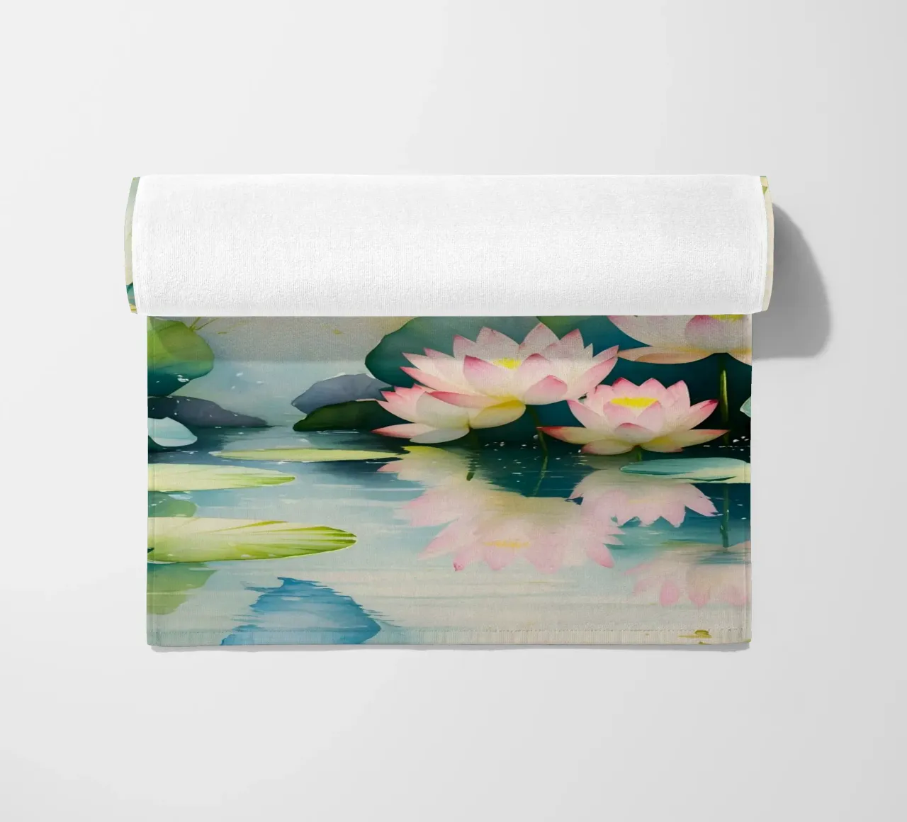 Pittura digitale di farfalla e ninfee rosa telo mare da Bloom And Brush