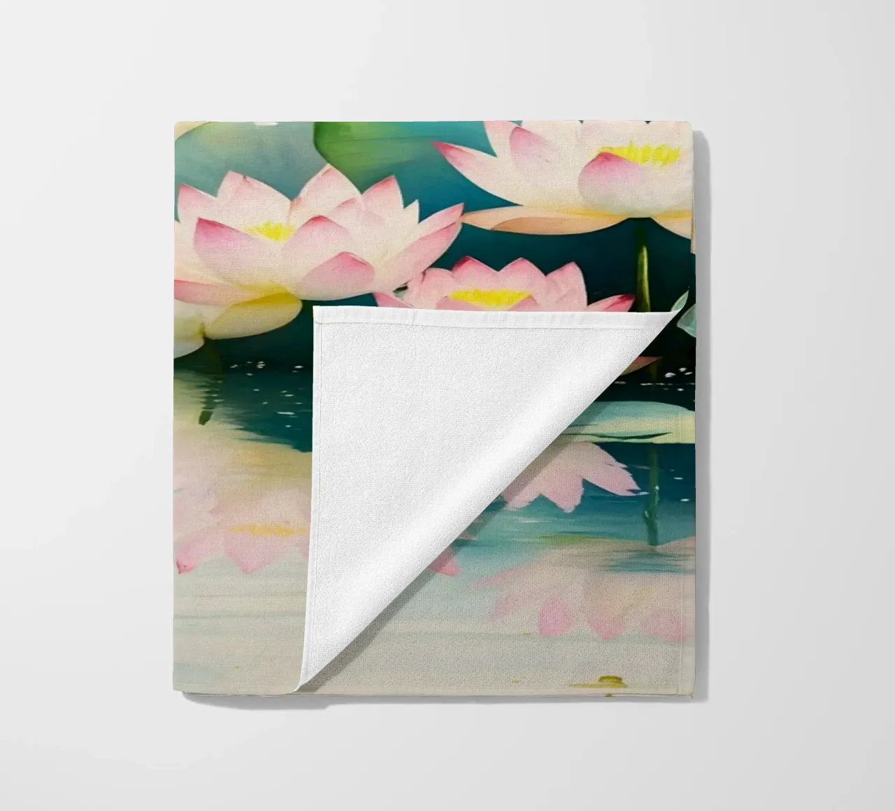 Pittura digitale di farfalla e ninfee rosa telo mare da Bloom And Brush