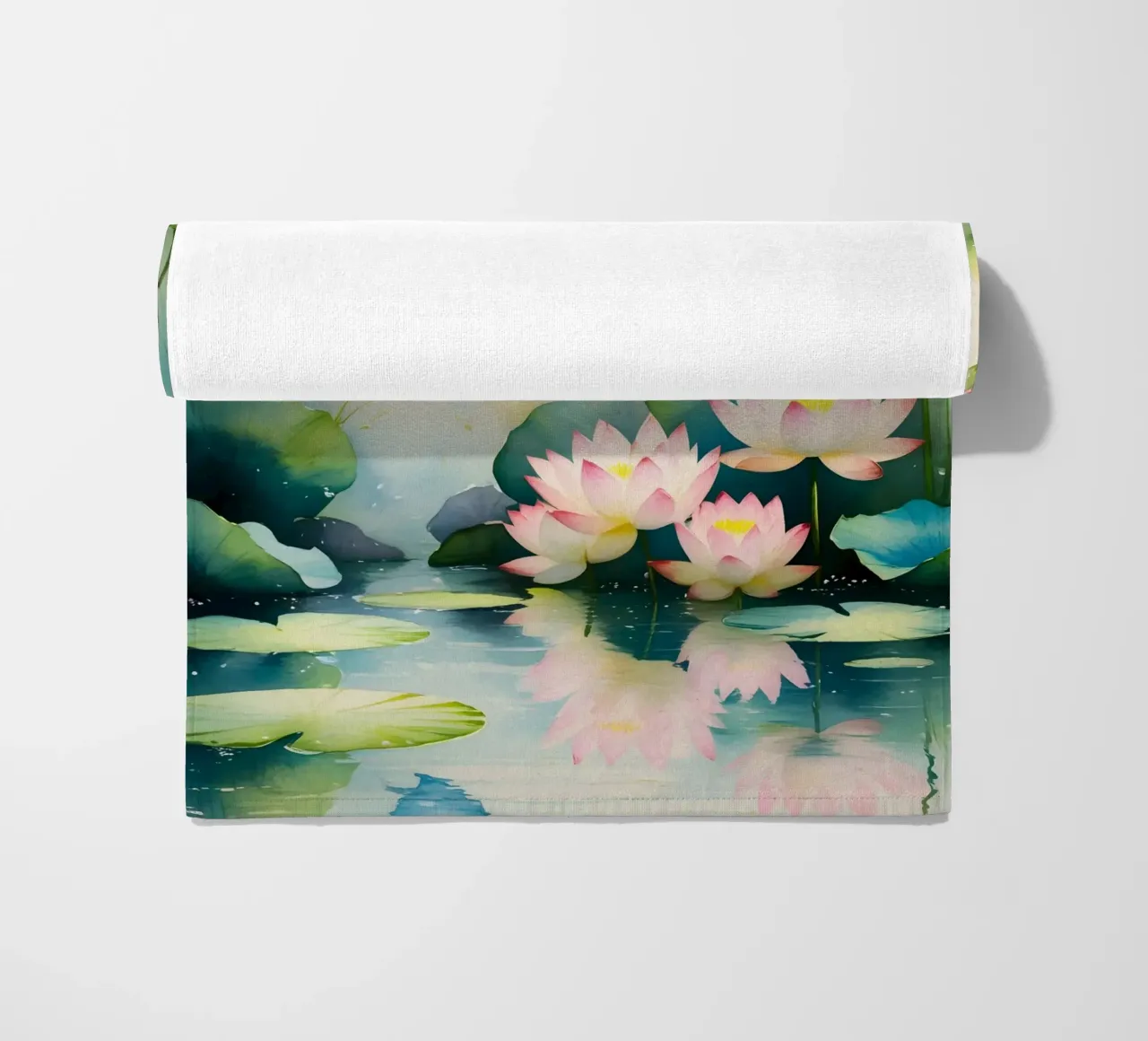 Pittura digitale di farfalla e ninfee rosa telo mare da Bloom And Brush