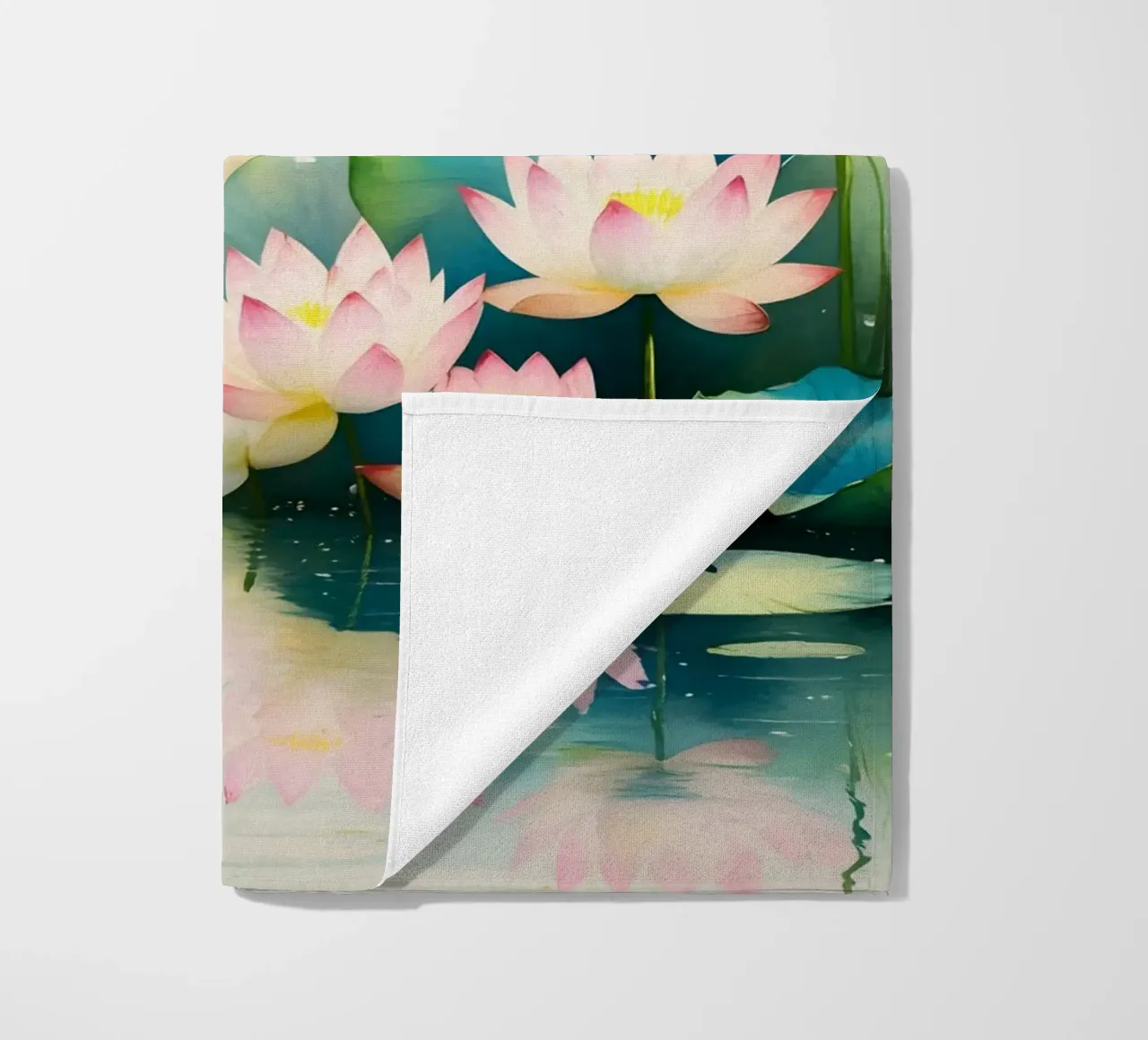 Pittura digitale di farfalla e ninfee rosa telo mare da Bloom And Brush