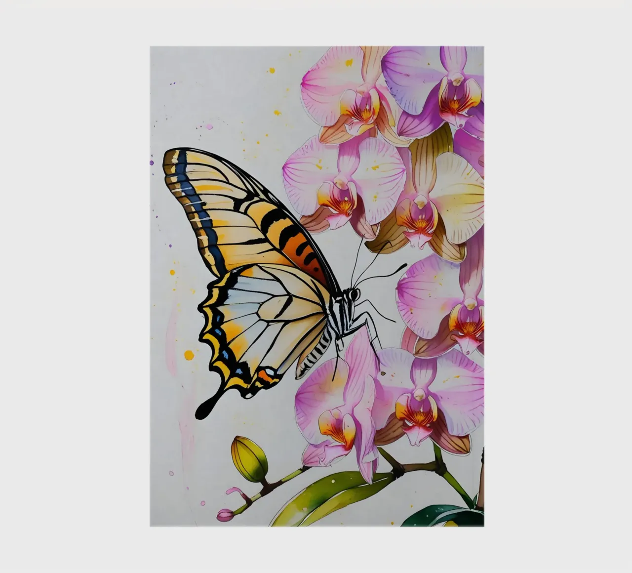 Pittura digitale di farfalla e fiori di orchidea diario da Bloom And Brush