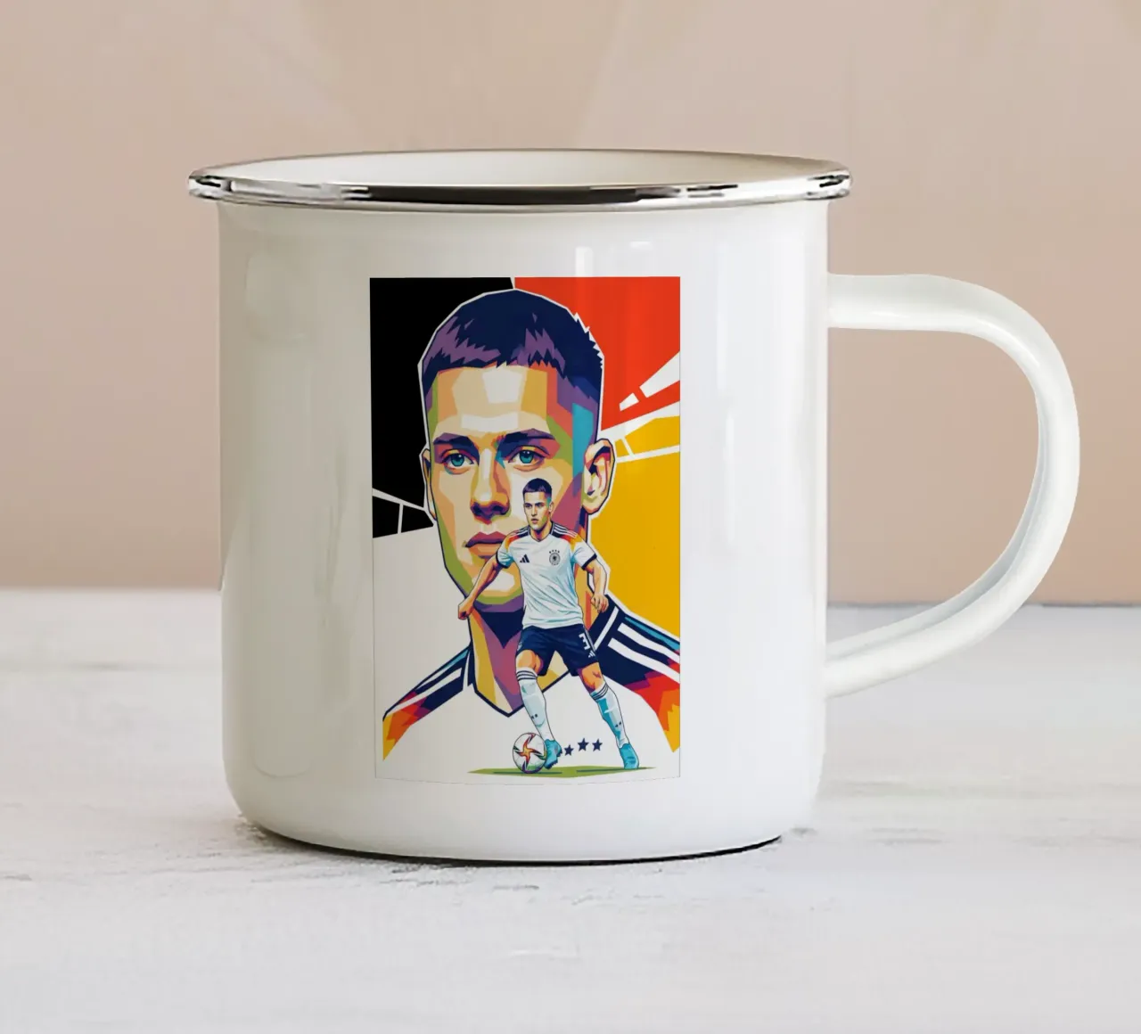 Pop art colorata Florian Wirtz tazza in smalto da Hantamrata
