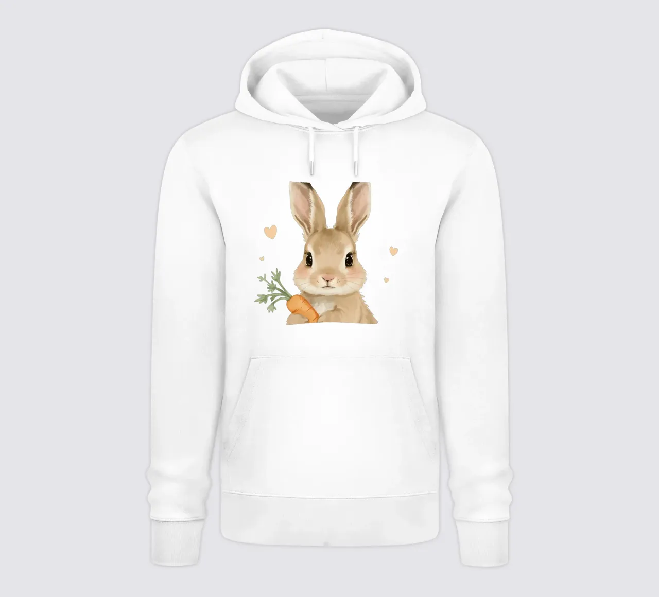 Coniglio carino con in mano una carota felpa con cappuccio da DesignDoodle
