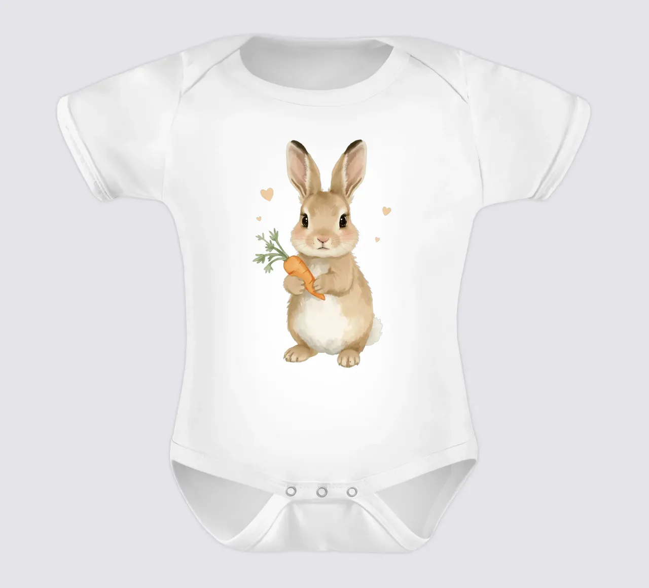 Coniglio carino con in mano una carota body neonato maniche corte da DesignDoodle