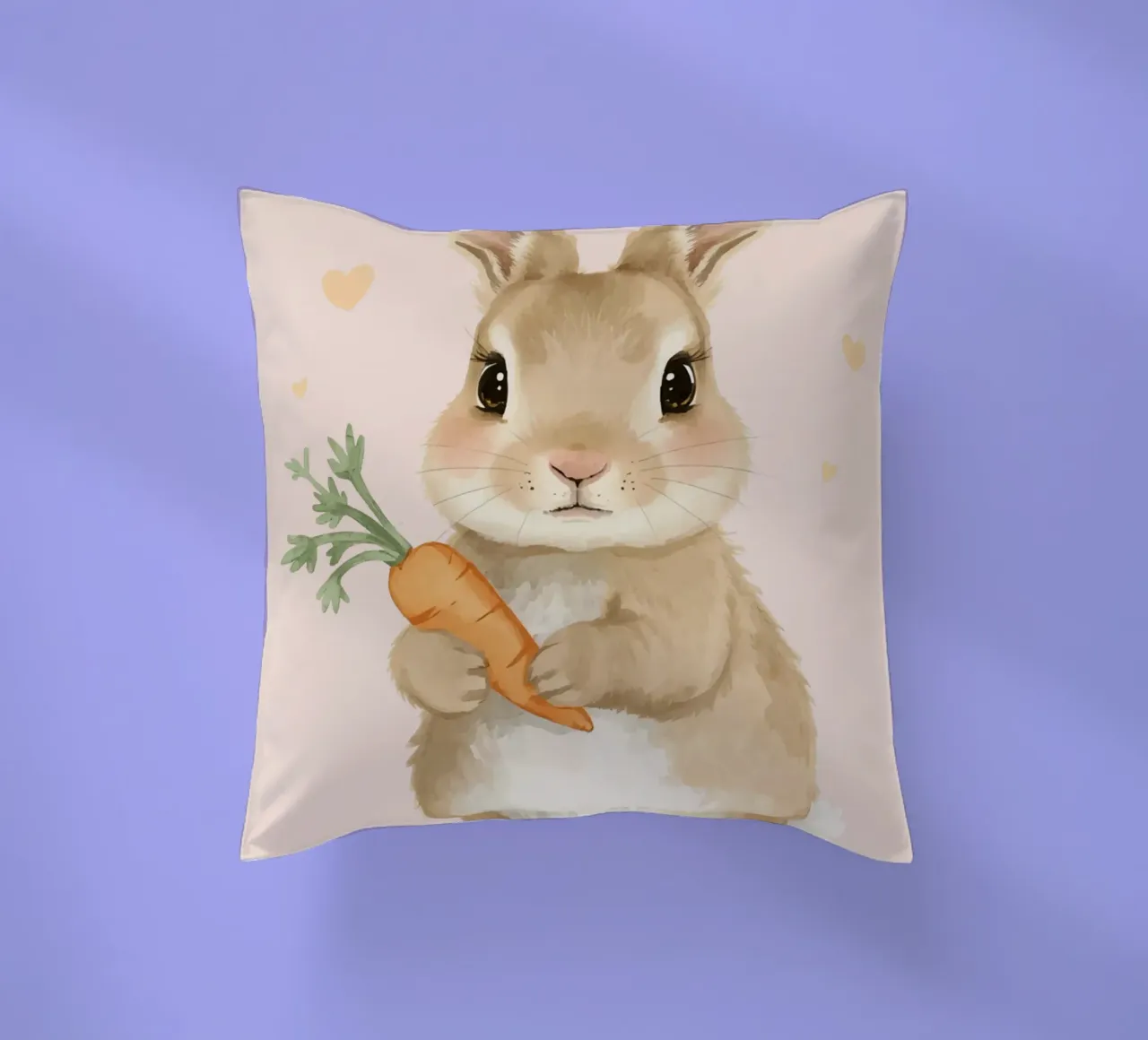 Coniglio carino con in mano una carota cuscino da DesignDoodle