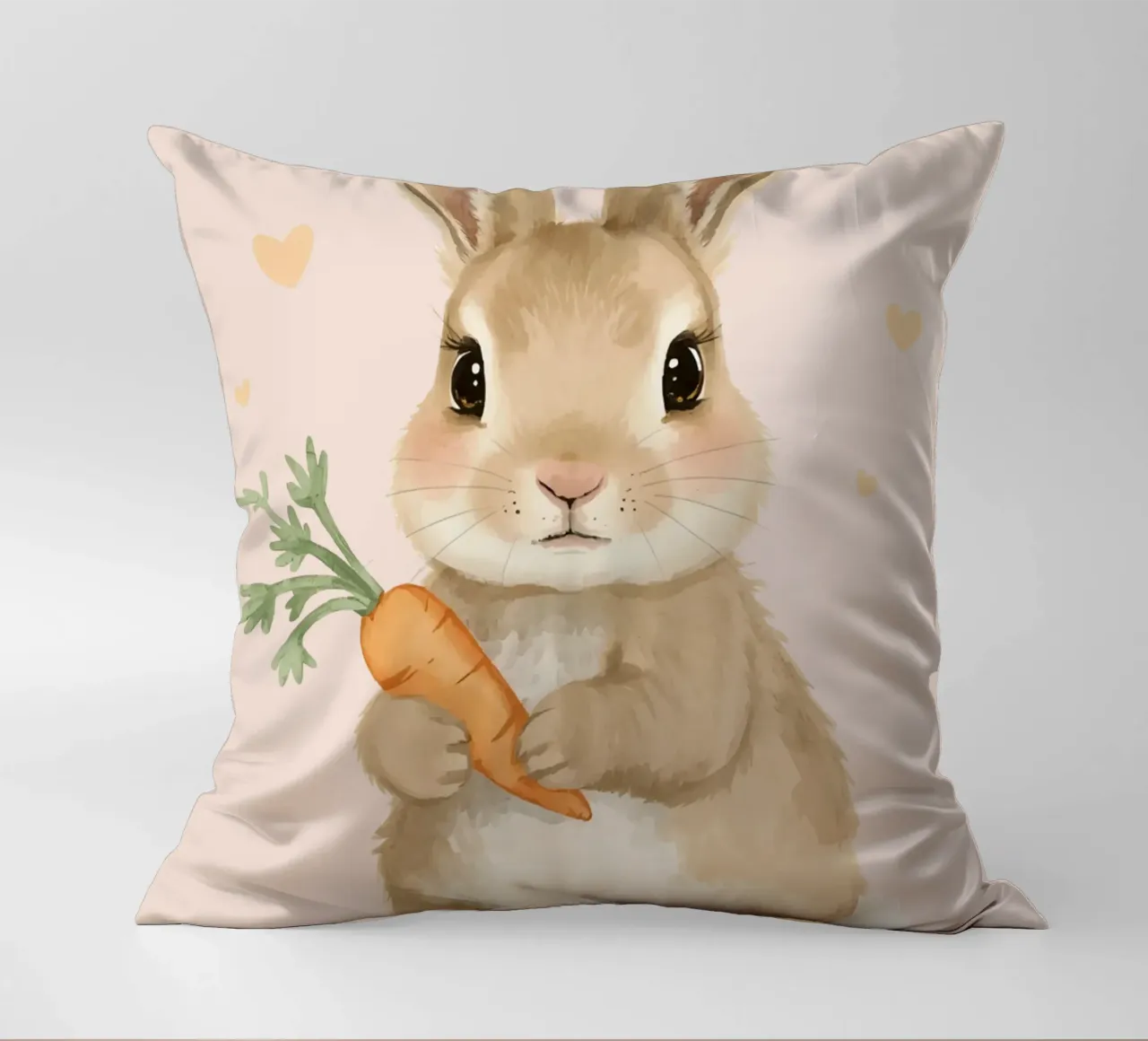 Coniglio carino con in mano una carota cuscino da DesignDoodle