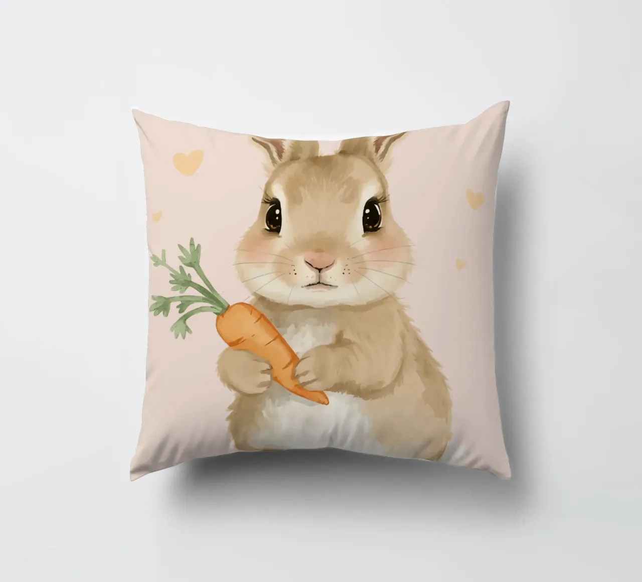 Coniglio carino con in mano una carota cuscino da DesignDoodle