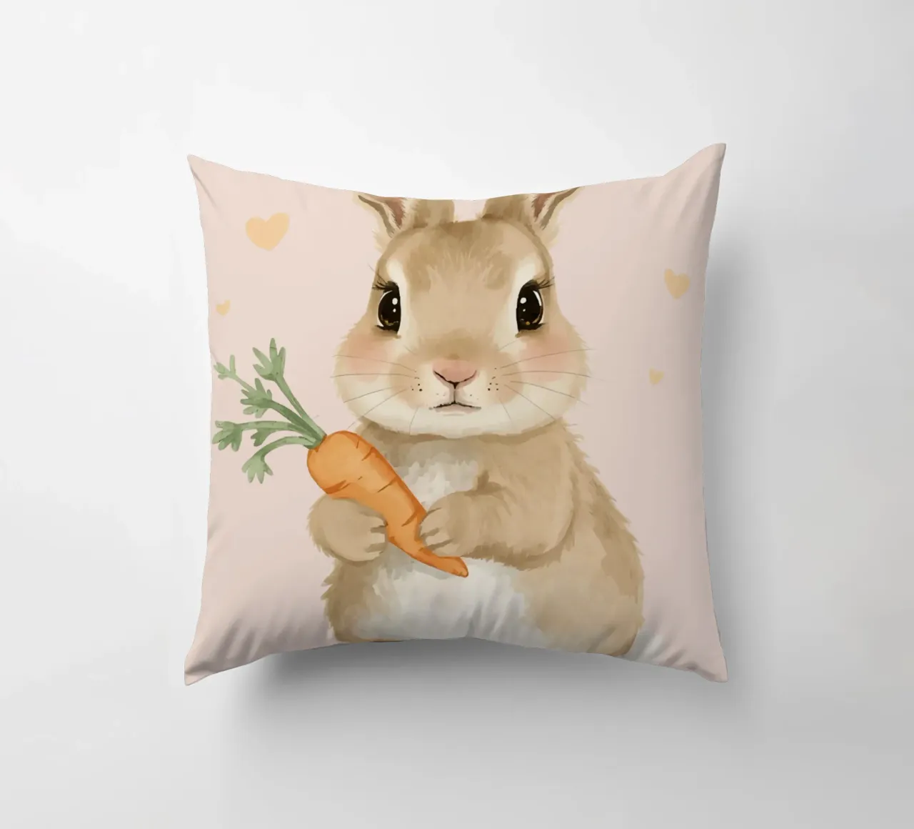 Coniglio carino con in mano una carota cuscino da DesignDoodle