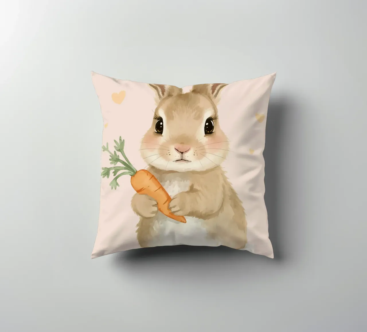 Coniglio carino con in mano una carota cuscino da DesignDoodle