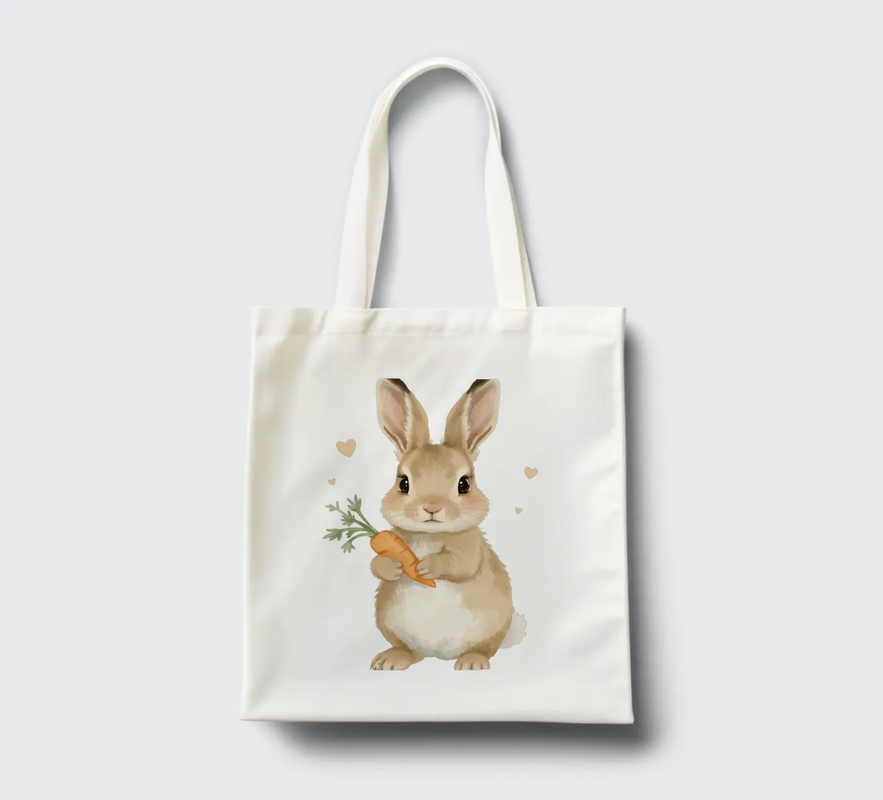 Coniglio carino con in mano una carota borsa in juta da DesignDoodle