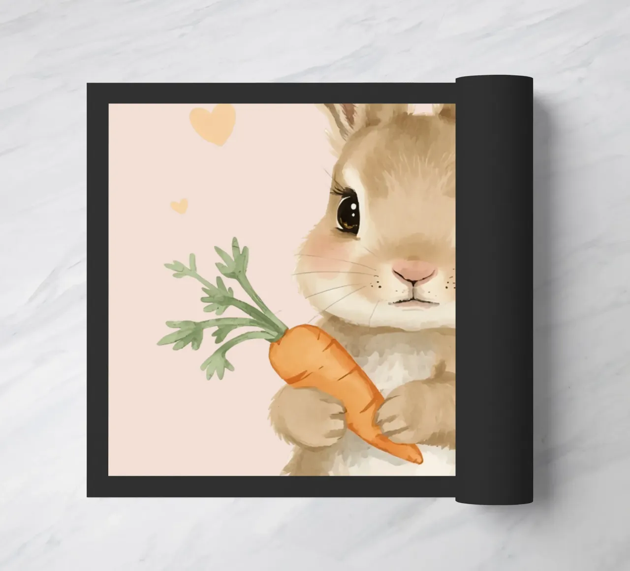 Coniglio carino con in mano una carota zerbino da DesignDoodle