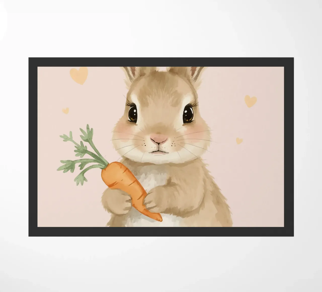 Coniglio carino con in mano una carota zerbino da DesignDoodle