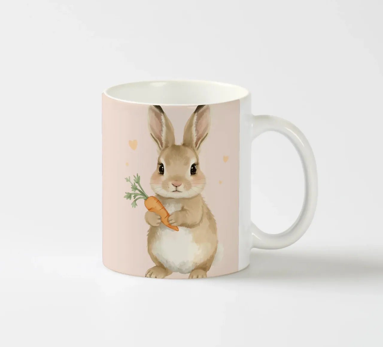 Coniglio carino con in mano una carota tazza in ceramica da DesignDoodle