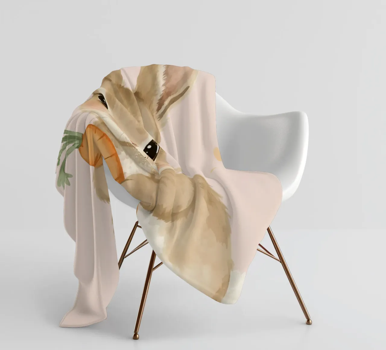 Coniglio carino con in mano una carota coperta in pile da DesignDoodle