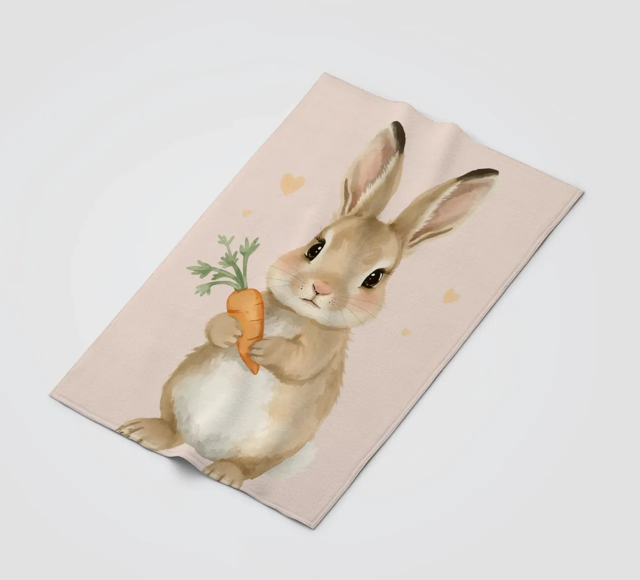 Coniglio carino con in mano una carota coperta in pile da DesignDoodle