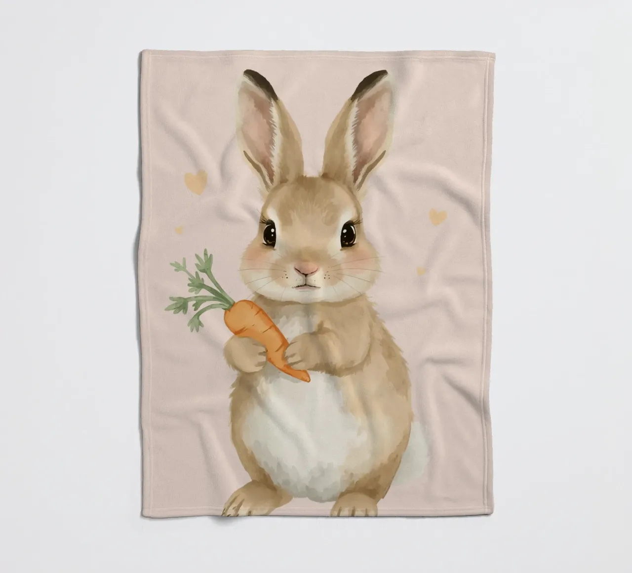 Coniglio carino con in mano una carota coperta in pile da DesignDoodle
