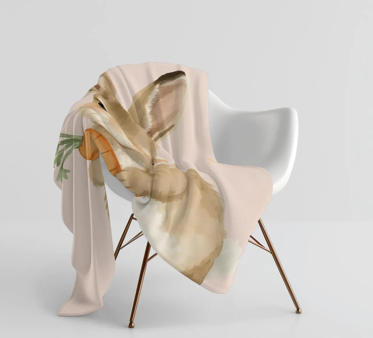 Coniglio carino con in mano una carota coperta in pile da DesignDoodle