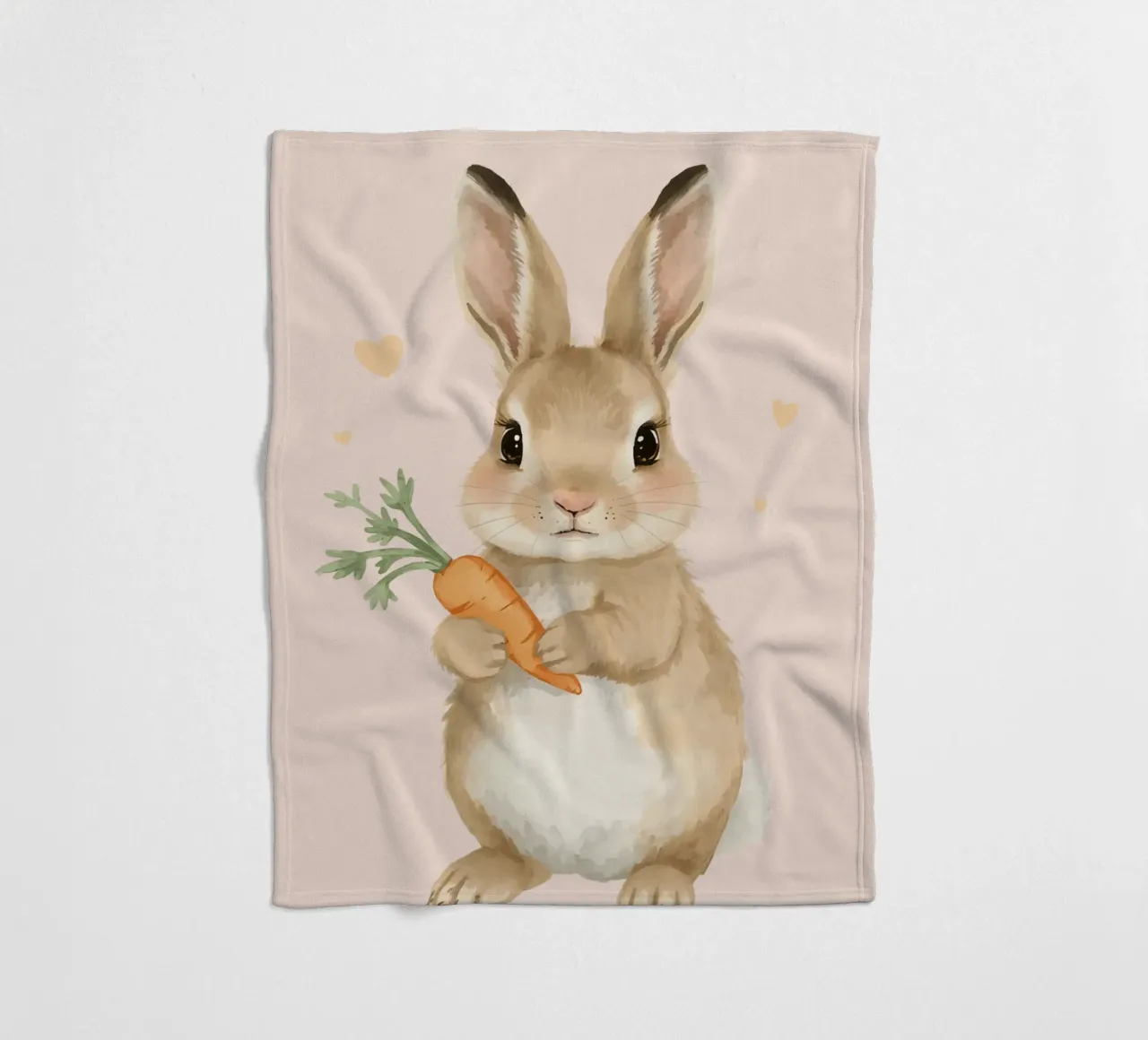Coniglio carino con in mano una carota coperta in pile da DesignDoodle