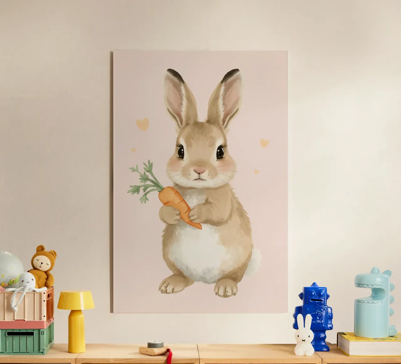 Coniglio carino con in mano una carota plexiglass da DesignDoodle