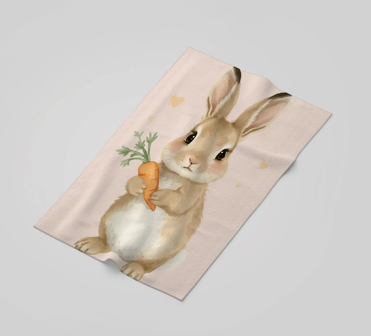 Coniglio carino con in mano una carota telo mare da DesignDoodle