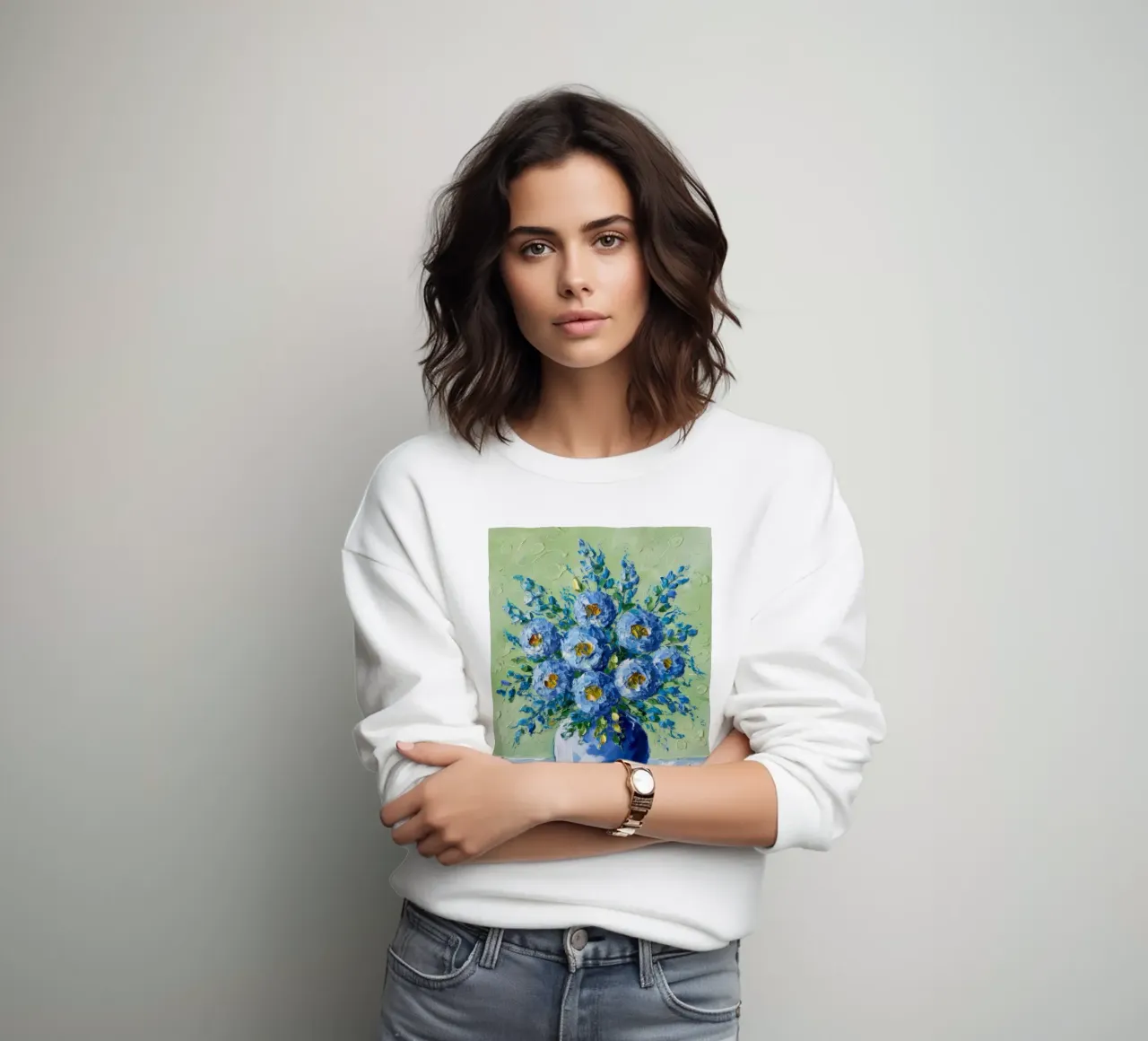Bouquet di fiori d'azzurro felpa da Angkasa Mist