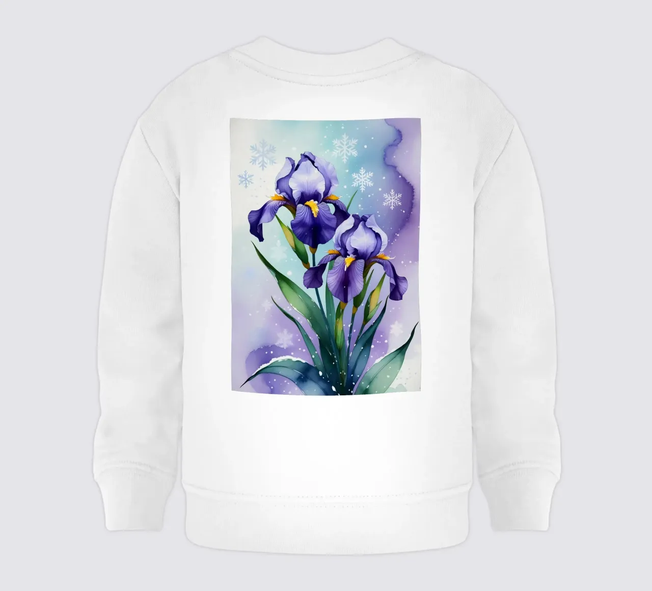 Pittura digitale di fiori di iris viola e fiocchi di neve felpa neonato da Bloom And Brush