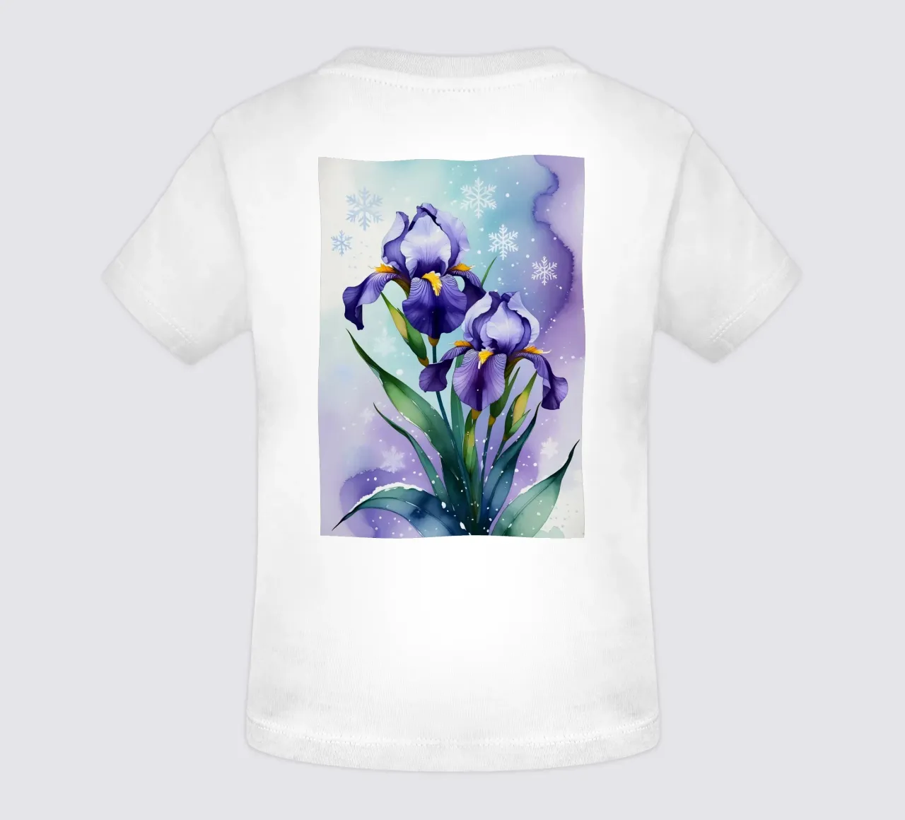 Pittura digitale di fiori di iris viola e fiocchi di neve maglietta neonato da Bloom And Brush
