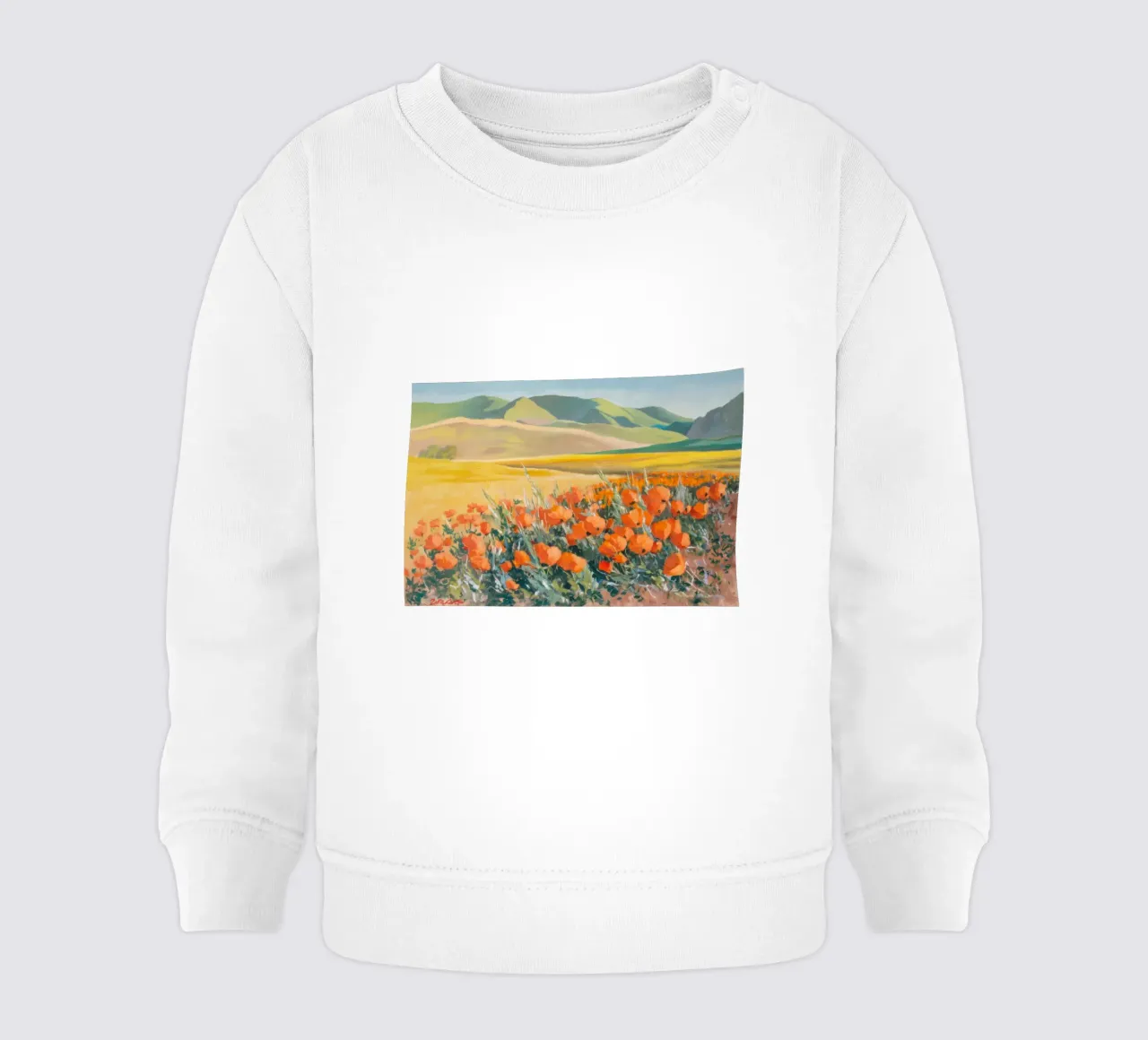 Patchwork di papaveri arancioni felpa neonato da Angkasa Mist