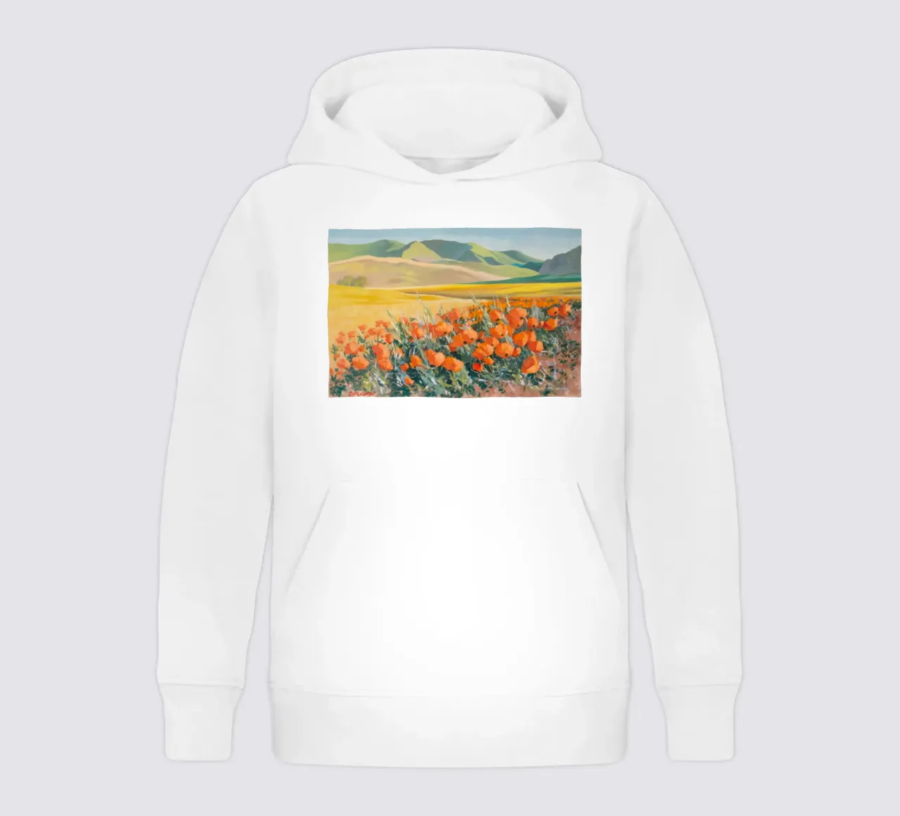 Patchwork di papaveri arancioni felpa bambino con cappuccio da Angkasa Mist