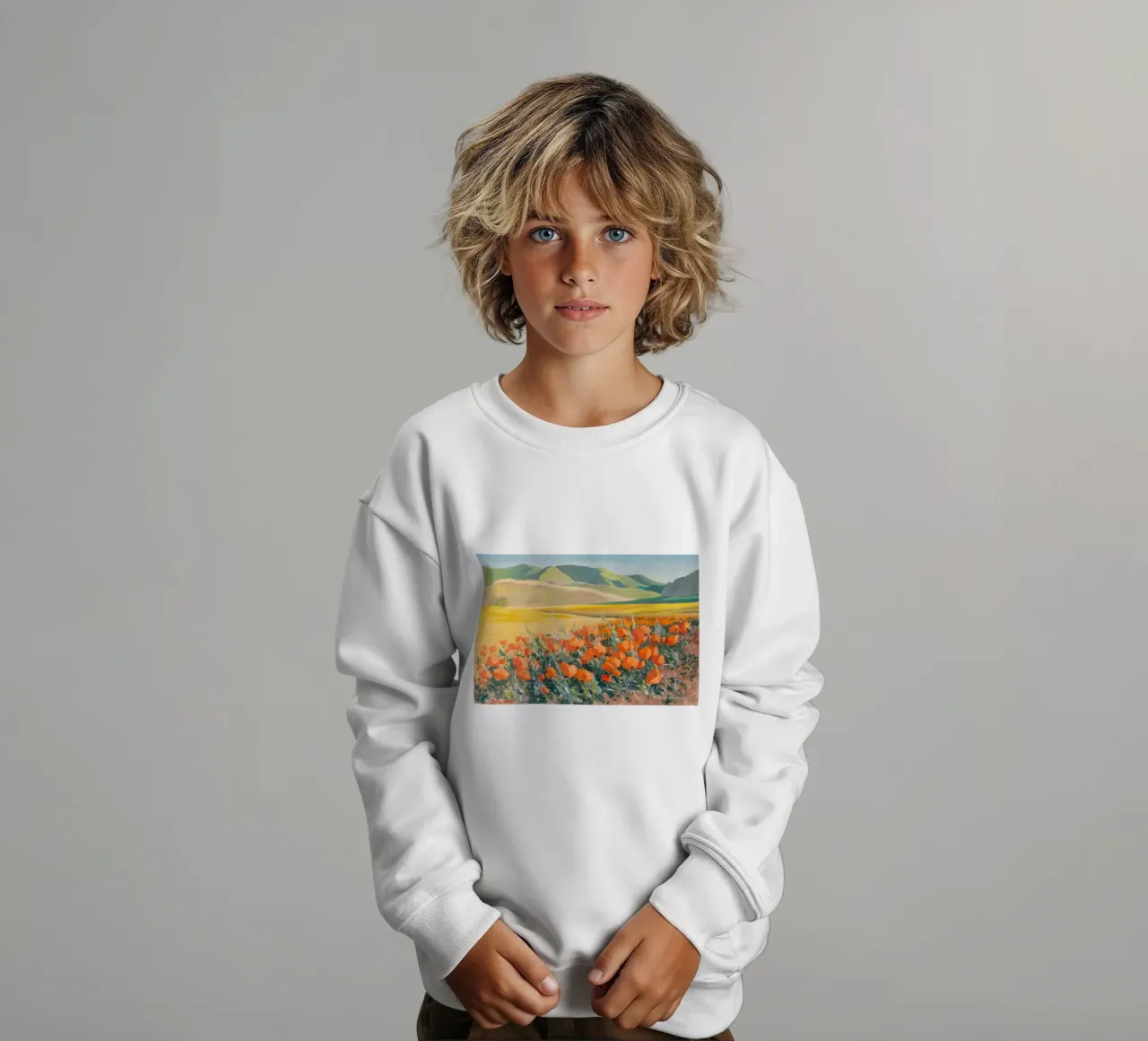 Patchwork de amapolas naranjas sudadera para niño de Angkasa Mist