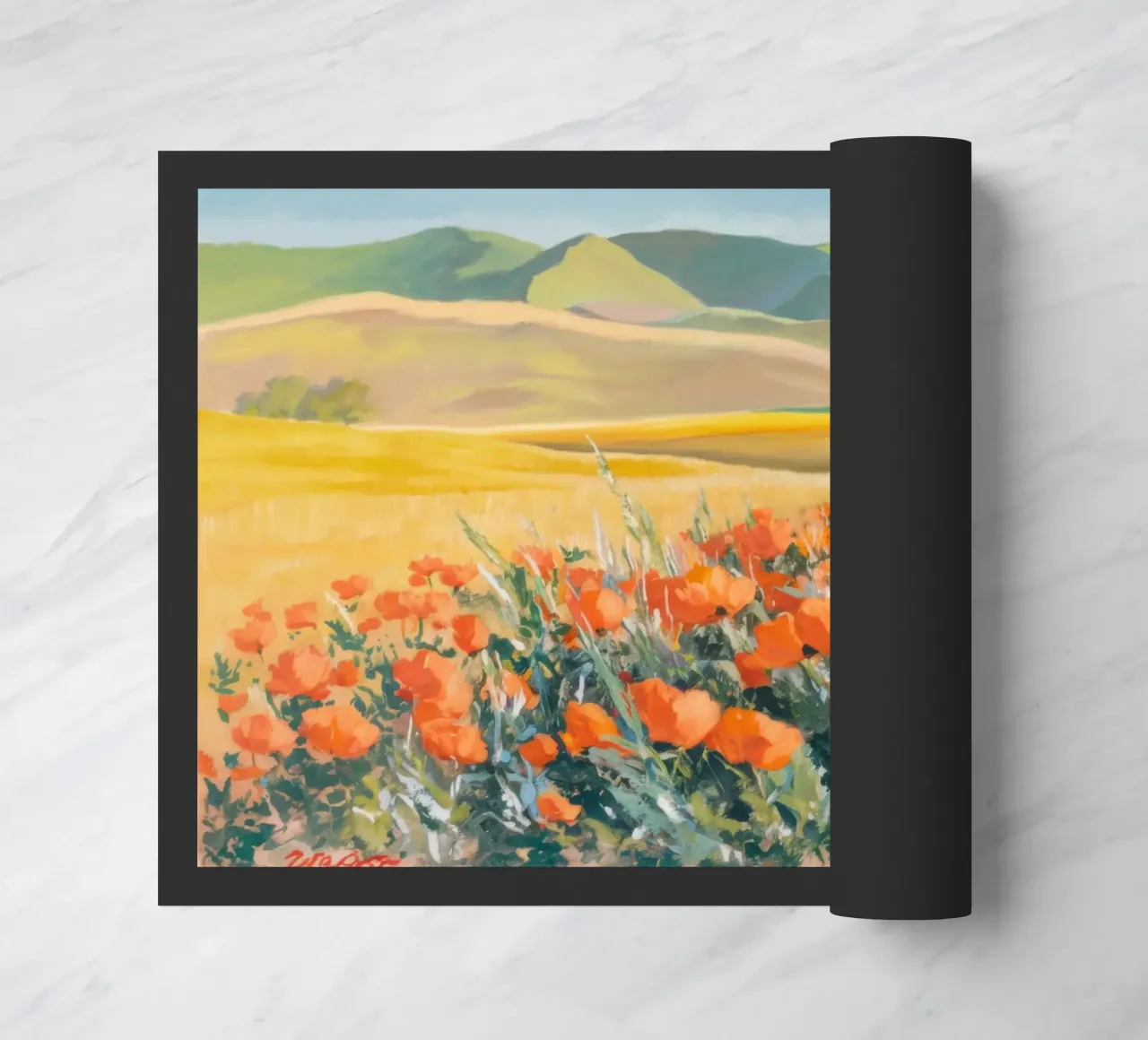 Patchwork di papaveri arancioni zerbino da Angkasa Mist