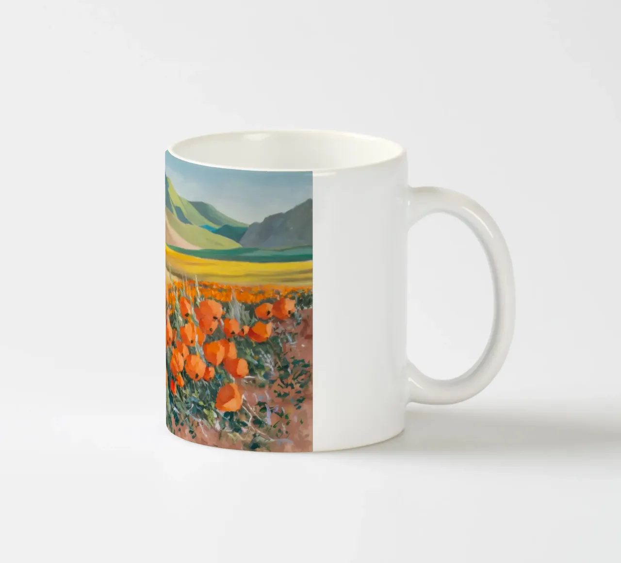 Patchwork di papaveri arancioni tazza in ceramica da Angkasa Mist