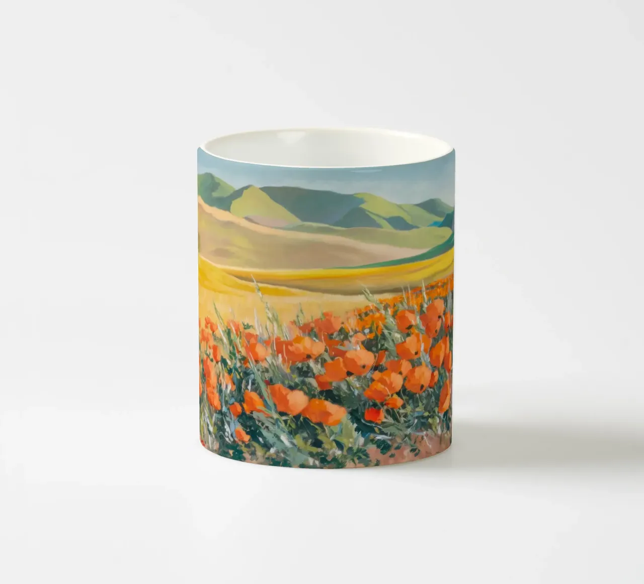 Patchwork di papaveri arancioni tazza in ceramica da Angkasa Mist
