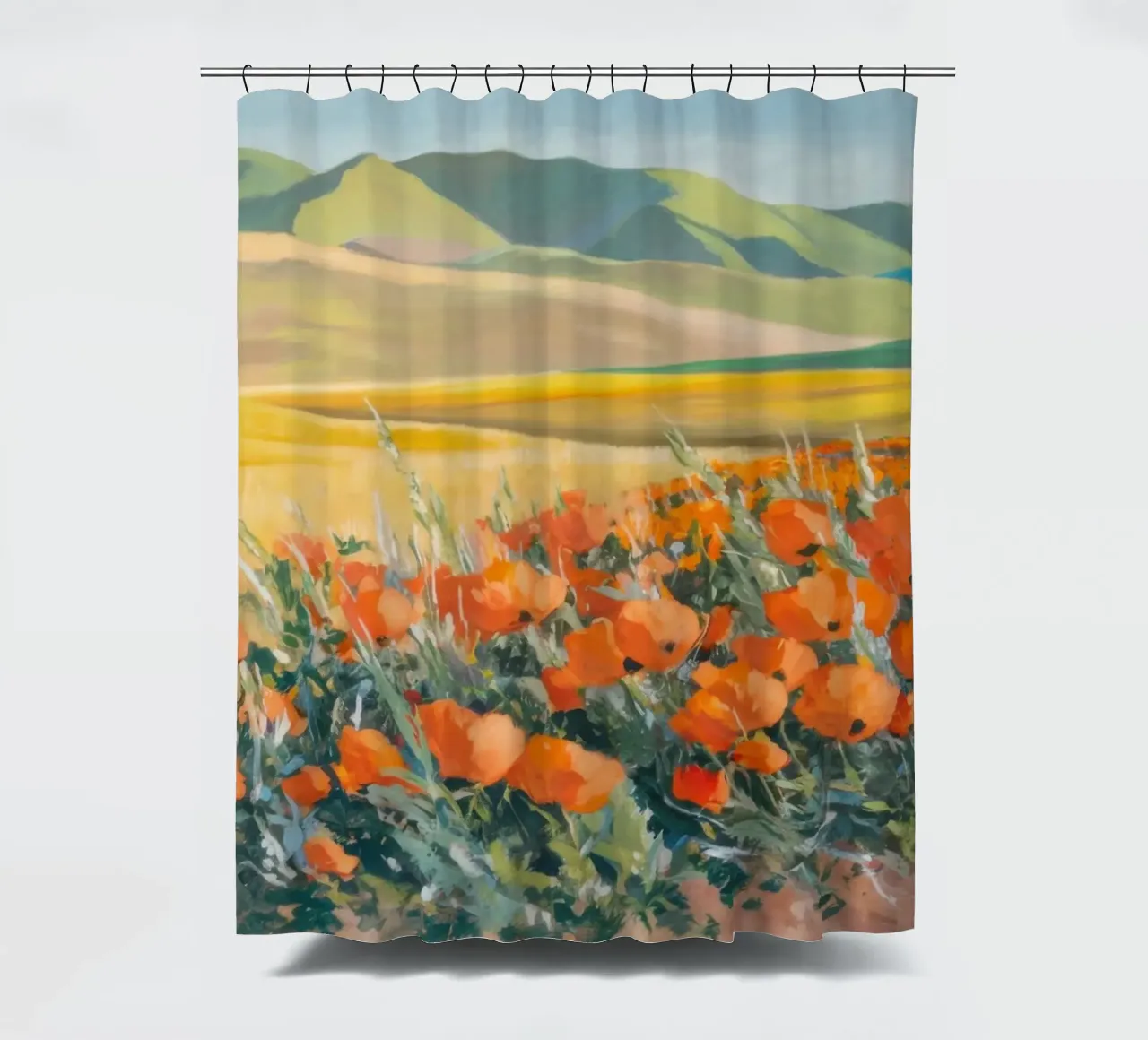 Patchwork di papaveri arancioni tenda da doccia da Angkasa Mist
