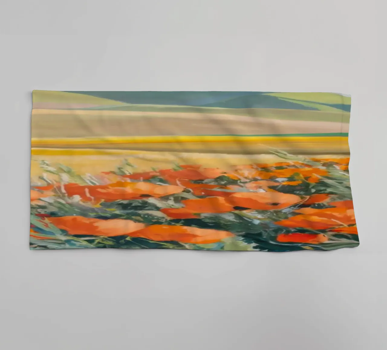 Patchwork di papaveri arancioni asciugamano da bagno da Angkasa Mist