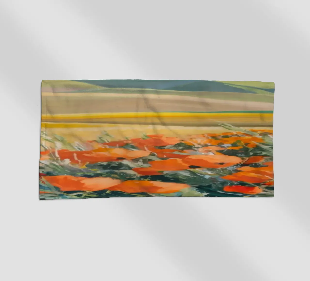 Patchwork di papaveri arancioni telo mare da Angkasa Mist