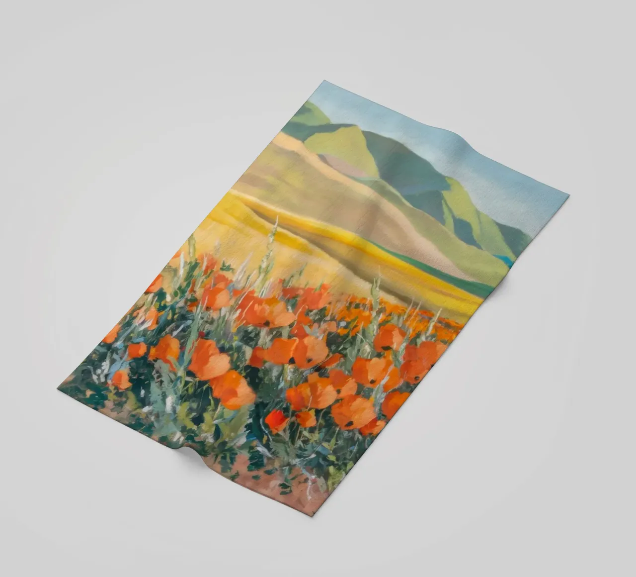Patchwork di papaveri arancioni telo mare da Angkasa Mist