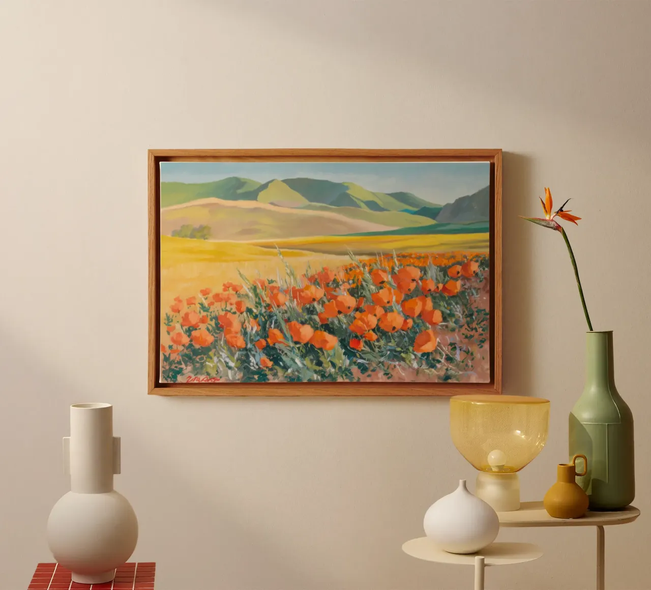 Patchwork di papaveri arancioni tela da Angkasa Mist