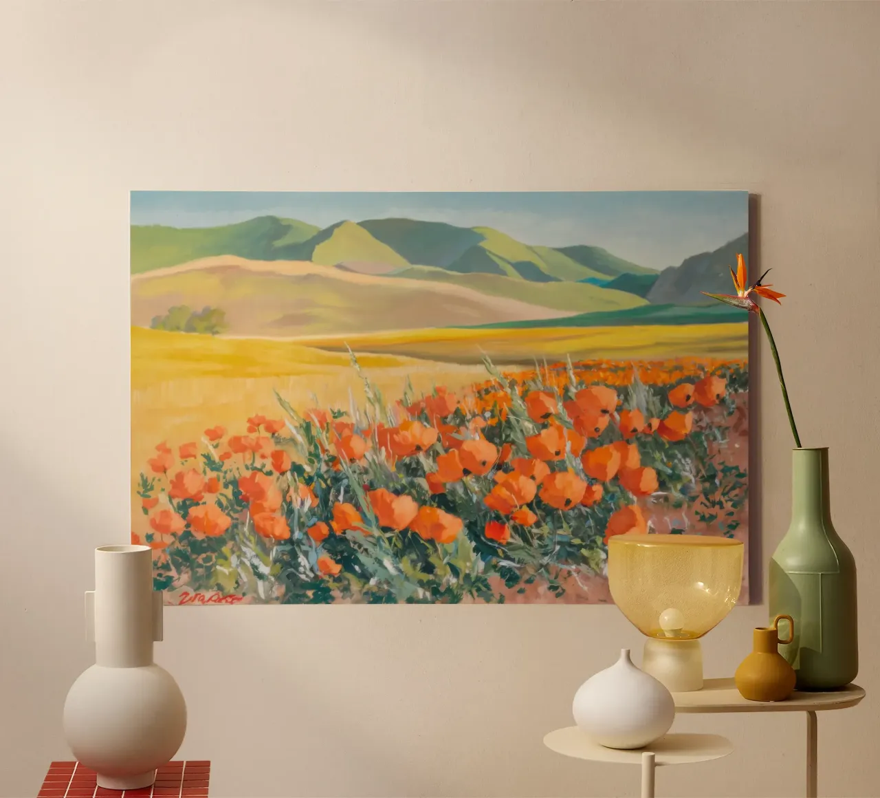 Patchwork di papaveri arancioni tela da Angkasa Mist