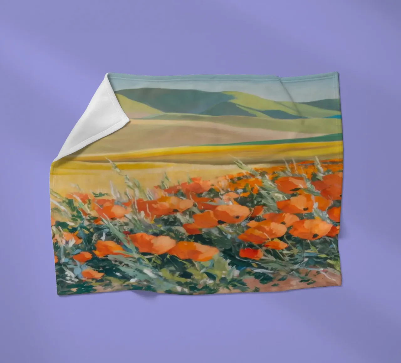 Patchwork di papaveri arancioni coperta in pile da Angkasa Mist